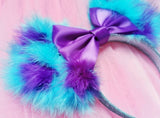 Fluffed Up Sulley Ears with Satin Bow