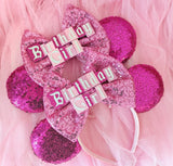 Sequin Bow Birthday Girl Ears