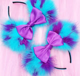 Fluffed Up Sulley Ears with Satin Bow