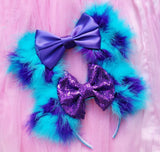 Fluffed Up Sulley Ears with Satin Bow