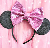 Cute Ears with Large Sequin Bow - Custom Colours