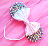 Crystal Ears with Iridescent Bow