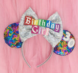 Sequin Bow Birthday Girl Ears