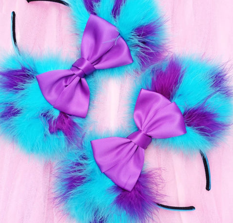 Fluffed Up Sulley Ears with Satin Bow