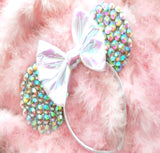 Crystal Ears with Iridescent Bow