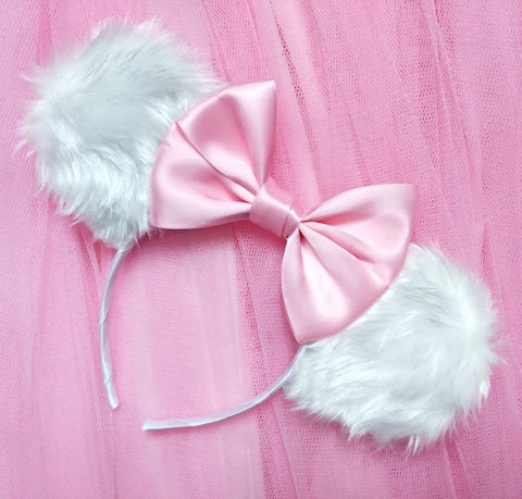 Furry Marie Inspired Ears with Satin Bow