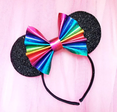 Leatherette Rainbow Bow Ears