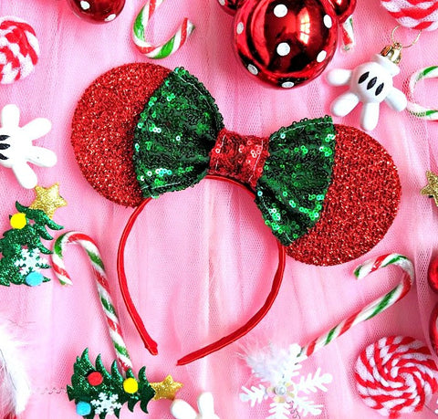 Merry Mouse Ears with Christmas Sequin Bow